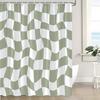 Ретро Клетчатая Занавеска для Душа Шалфеево-зеленый и Белый Милый Клетчатый Геометрический Винтажный 60-е 70-е Абстрактный Эстетический Современный Декор Набор Занавесок для Ванной