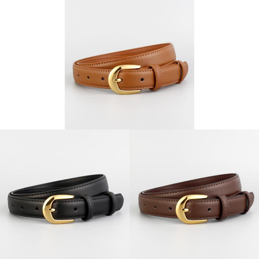 Genuine Leather Womens Slim Belt For Office And Casual Wear With Pin Buckle