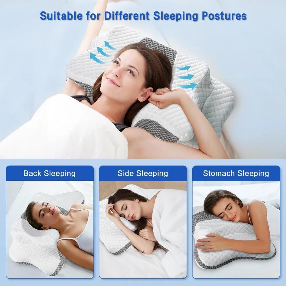 Ergonomic pillow, neck support, cervical pillow Orthopedic memory foam pillow, comfortable sleep, contour bed pillow