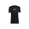 Striped Logo Embroidered Crew Neck Short Sleeve T-Shirt Men Tops Black GL0465