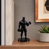 3D-печатное украшение тяжелоатлета, Черная статуэтка мускулистого мужчины, с гантелями, Настольная скульптура для спортзала, Подарок для людей, любящих фитнес
