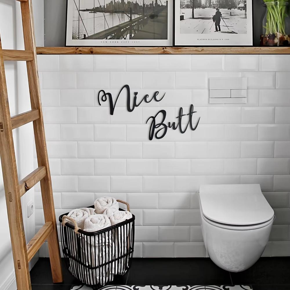 Nice Butt Metal Wall Art Decor, Black Metal Line Wall Art для спальни, ванной, гостиной