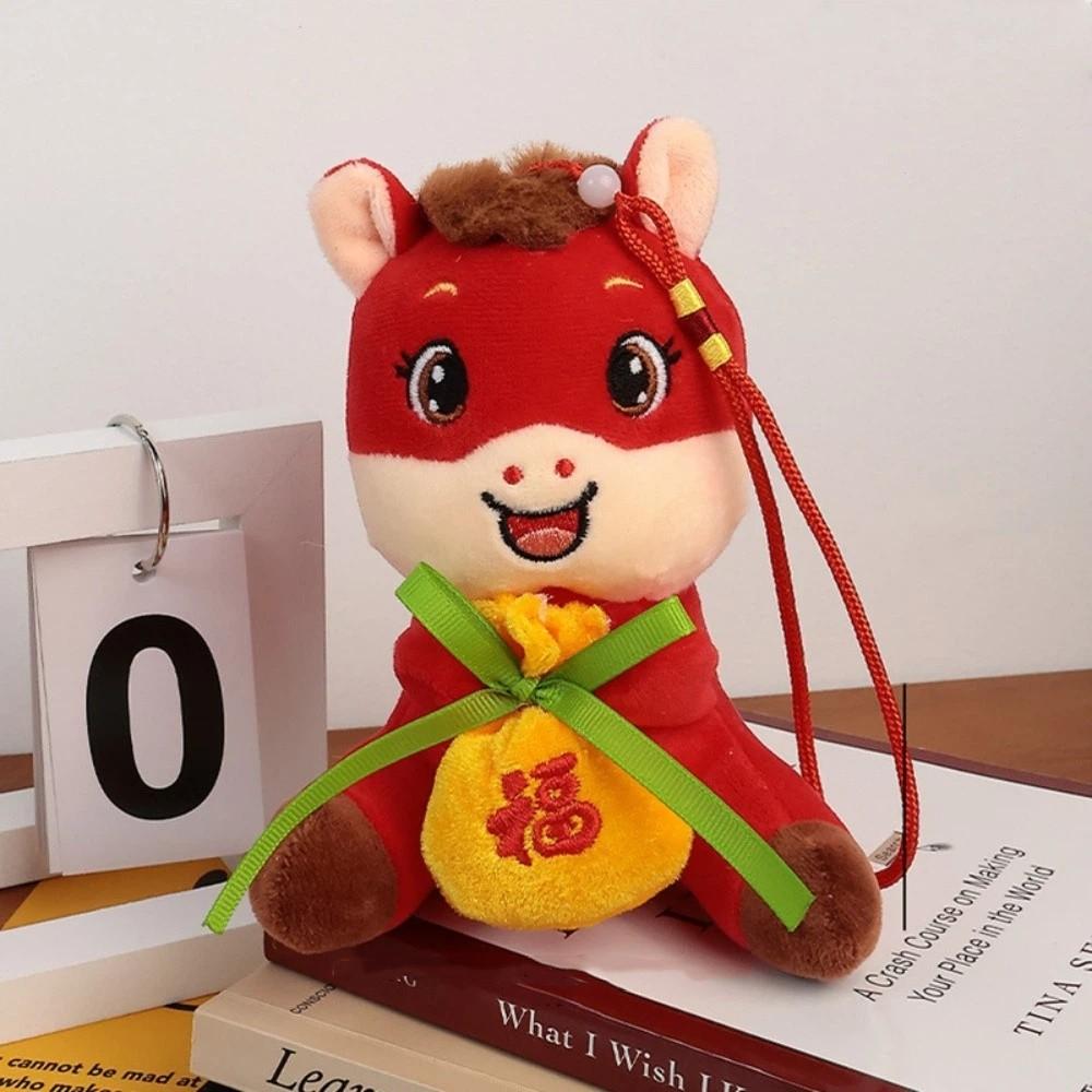 Red Chinese Zodiac Horse Doll Cartoon Mascot Traditional Pony Plush Doll  New Year