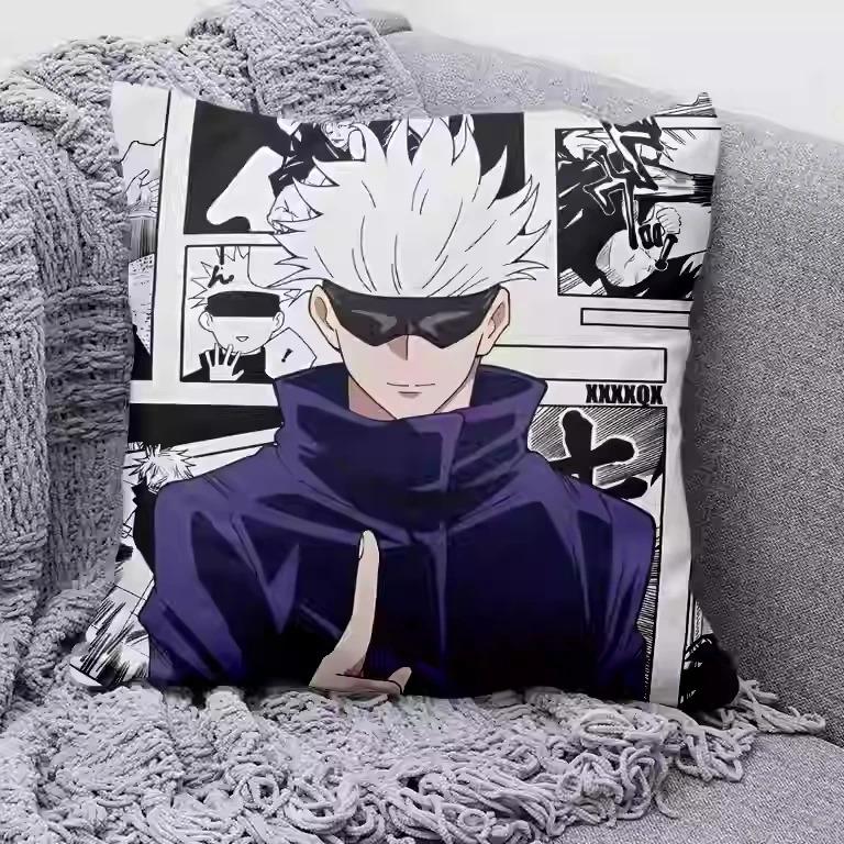 1 шт. Аниме Чехол на подушку Jujutsu Kaisen, Полиэстер, 2D Двусторонний печатный чехол для подушки, Декоративная подушка с персонажем манги, Домашний декор,