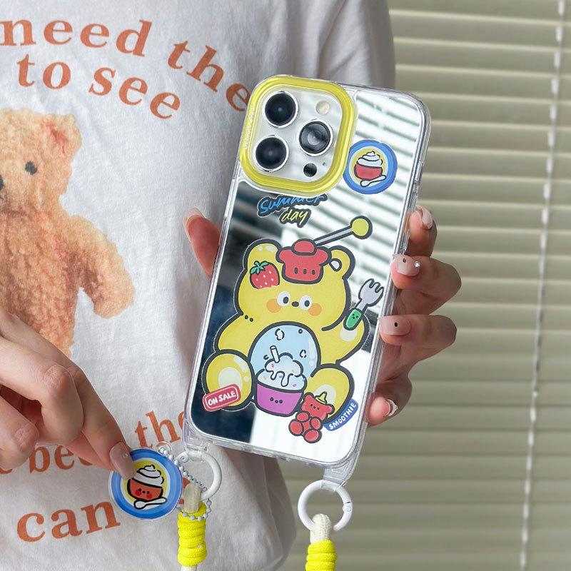 Чехол Zhitai 16 Lanyard Mirror для iPhone 15 Pro, 13/12 Pro Max (Летнее издание)