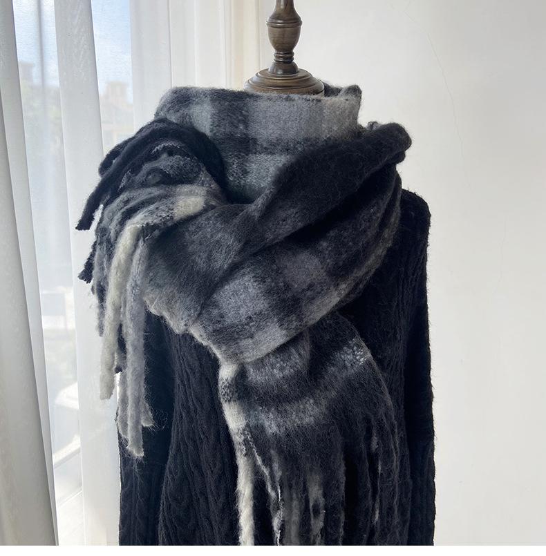 Роскошный шарф из искусственного флиса для женщин — уютная, толстая и теплая зимняя шаль с кисточками, дышащий полиэстер, идеально подходит для повседневных выходов