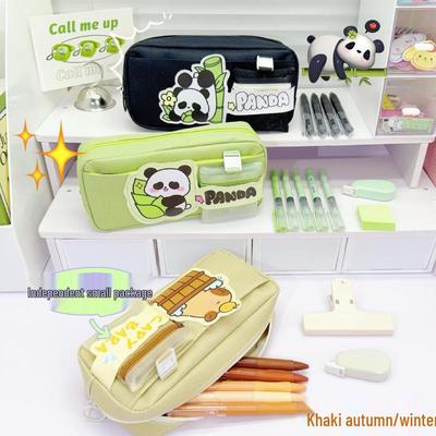 Большой пенал-капибара - Вместительная сумка для канцелярских товаров для детей и студентов, Дизайн панды, Модный стиль