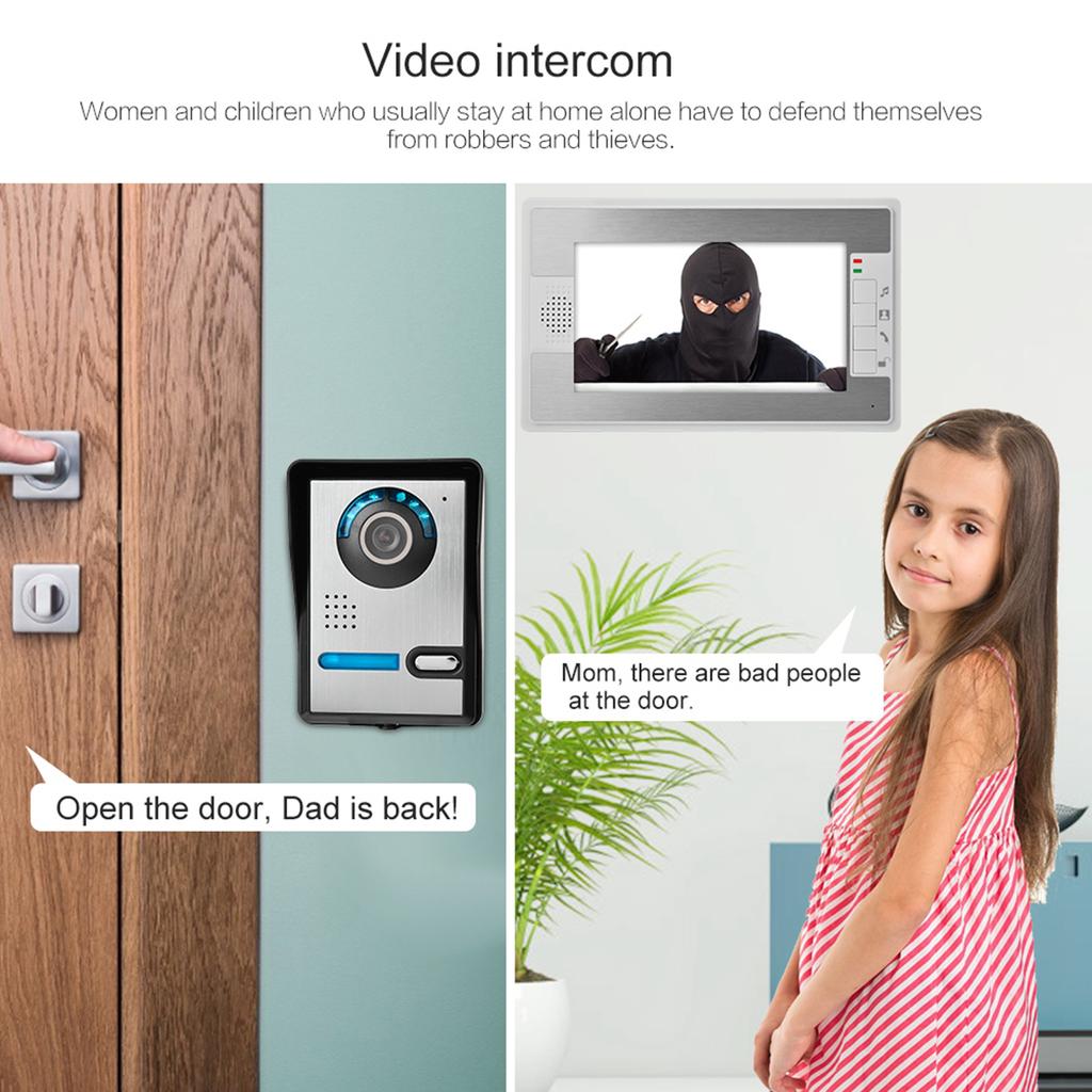 7-дюймовый проводной цветной экран инфракрасного ночного видения водонепроницаемый визуальный домофон дверной звонок комплект