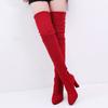 Женские эластичные тонкие высокие сапоги из искусственной кожи, сапоги выше колена, обувь на высоком каблуке