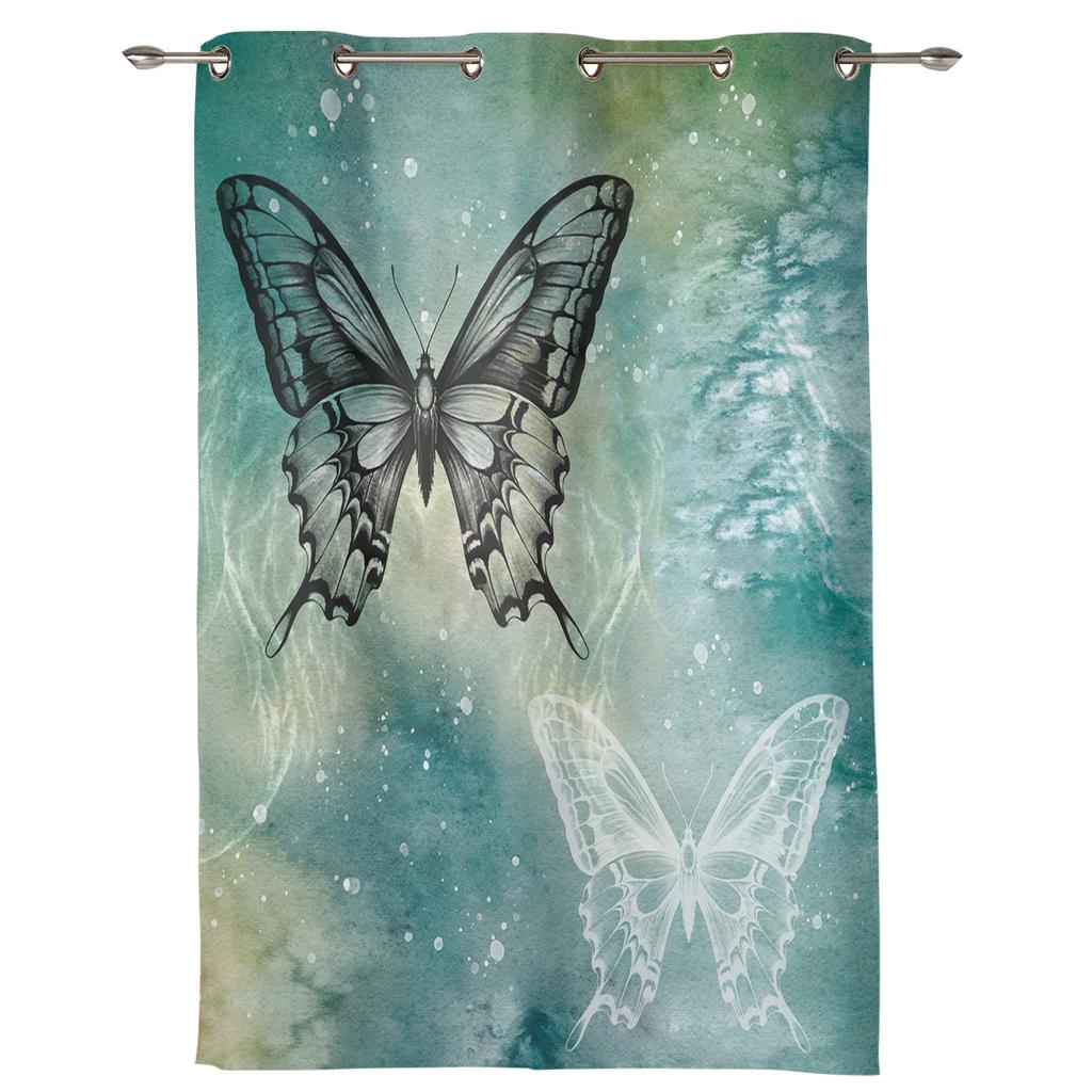 Градиентные шторы с точками-бабочками для спальни, гостиной, оконные шторы, жалюзи, кухонный домашний декор, драпировки