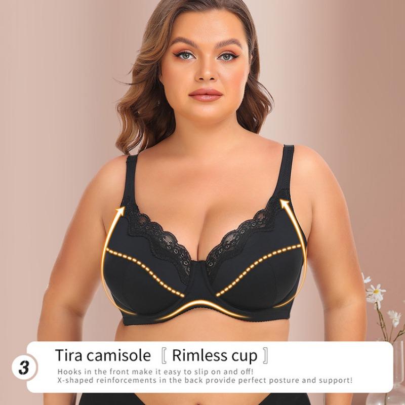 European and American Underwire Lace Jacquard Underwear Large Size Bra Corset