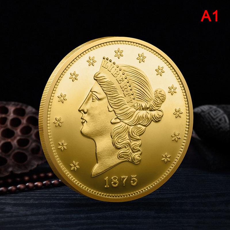 Американские памятные монеты с тиснением Статуи Свободы 1875 года, покрытые золотом