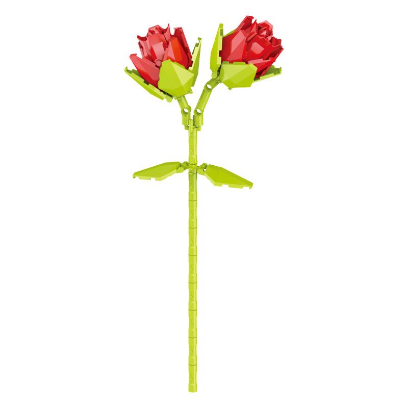 Tulip Lego-Compatible Everlasting Flower Building Blocks: Puzzle Ornament Potted Plant Toy, Valentine's Day Rose Gift.