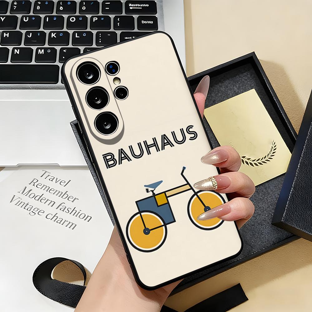 Abstract Bauhaus-style Phone Case For Samsung S26 S25 S24 FE S23 S22 S21 Plus S20 Ultra Note20Ultra Black Soft Shell