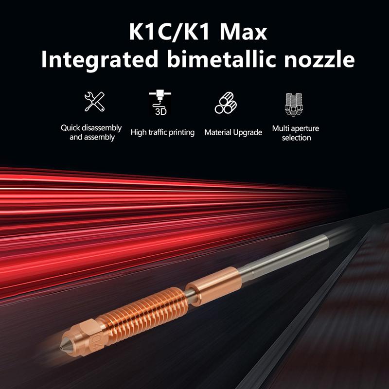 1 шт. Набор сопел для 3D-принтера Creality K1C/K1 Max/K1 SE, быстросменные сопла из медно-цинкового сплава и закаленной стали для K2 SE