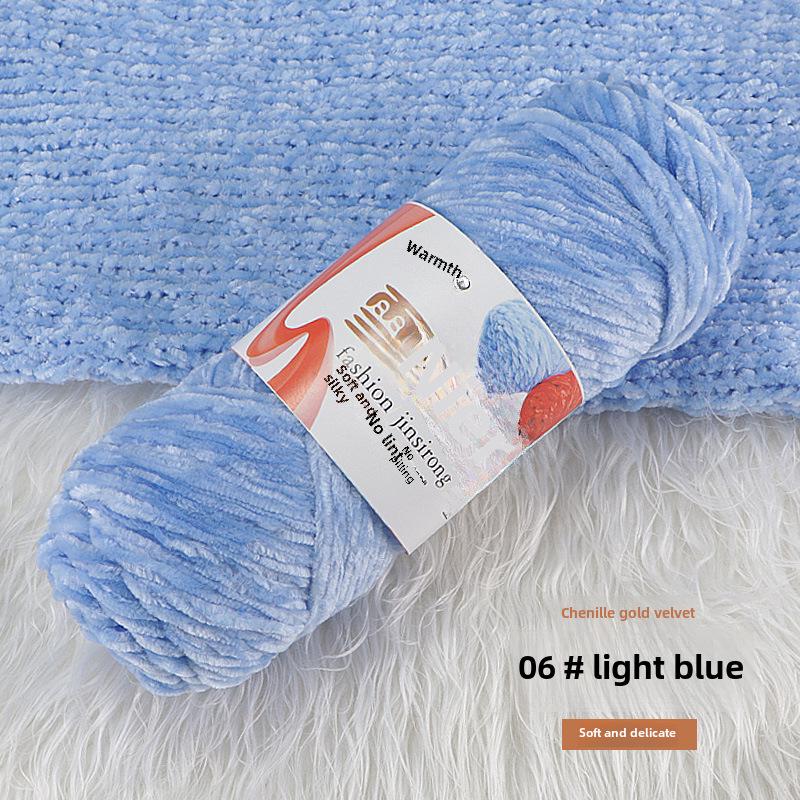 Вязаный шарф, шапка, тапочки крючком из золотистого бархата с шениллом, набор для самостоятельного вязания из кукольной шерсти