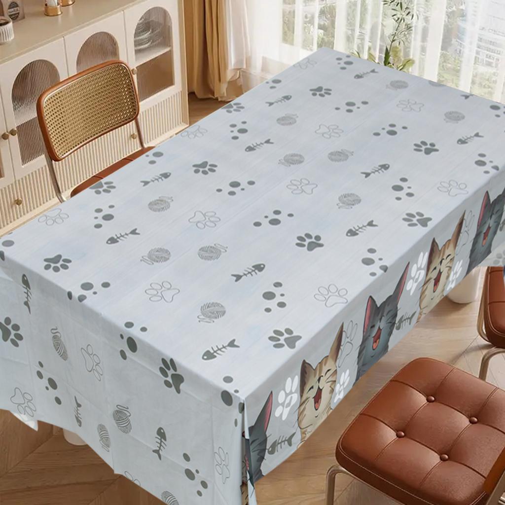 1PC Gray Bottom Cat PE Tablecloth Cute Cat Theme Birthday Party Decorations Kids Favors Gift Table Cover Baby Shower Supplies