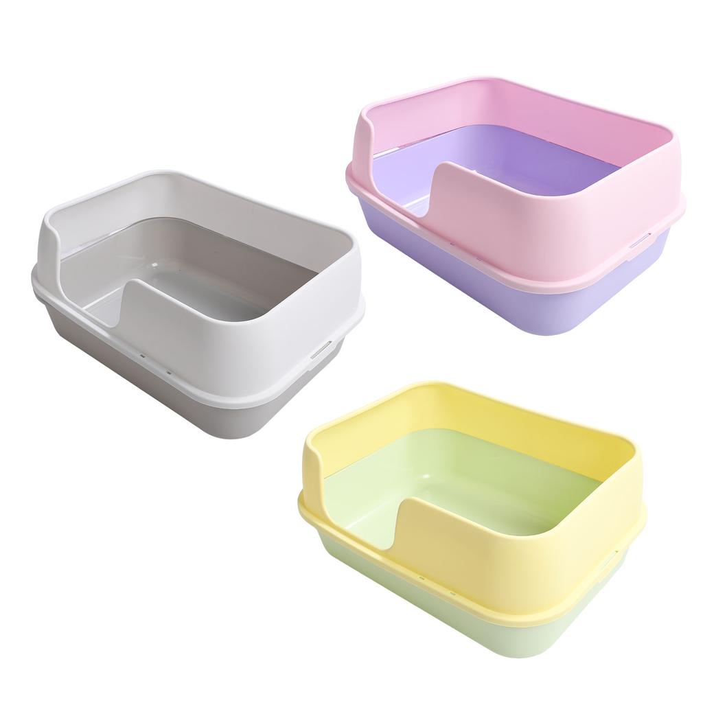 Cat Litter Box Extra Large Semi Enclosed Splash Proof Safe Removable Kitty Litter Pan with Scoop