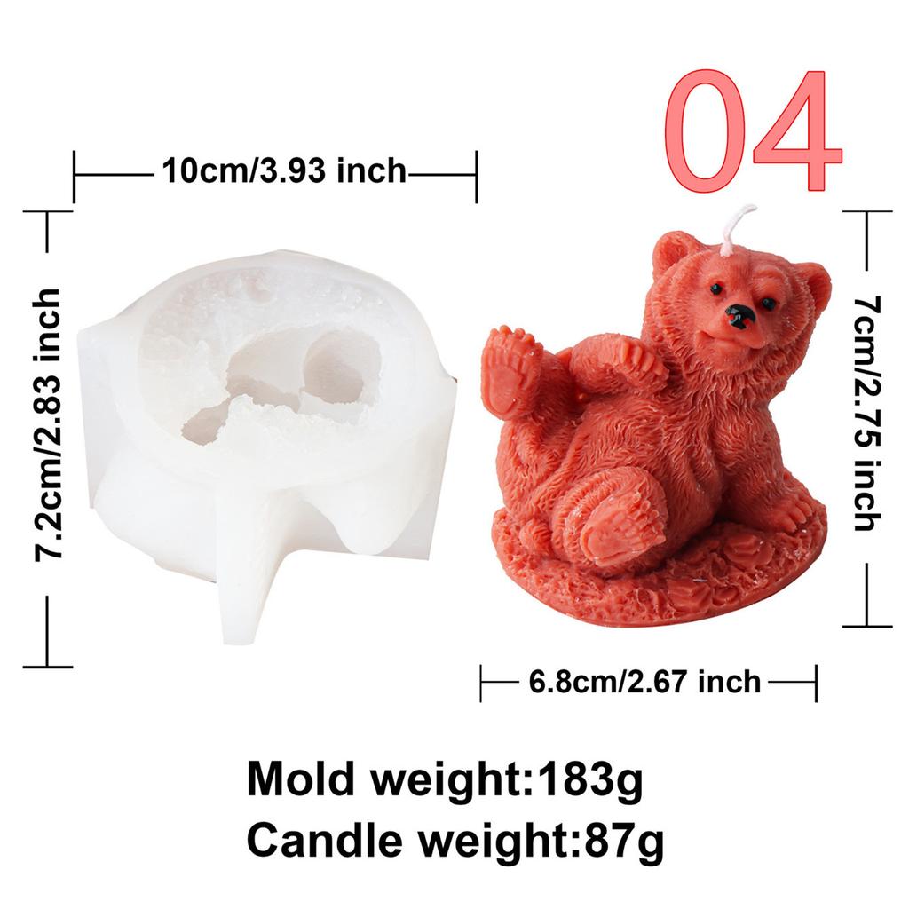 3D Мультяшные Животные Собаки Медведи Силиконовая Форма для Свечей Питомец Тедди Щенок Форма Собака Ароматизированная Ручная Работа Ремесло Смола Гипс Форма