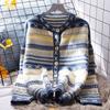 Stripe Sweater Coat Women Loose Cardigan Spring Korean Version Long Sleeve Round Neck Slim Knitted Cardigan Sweater Female