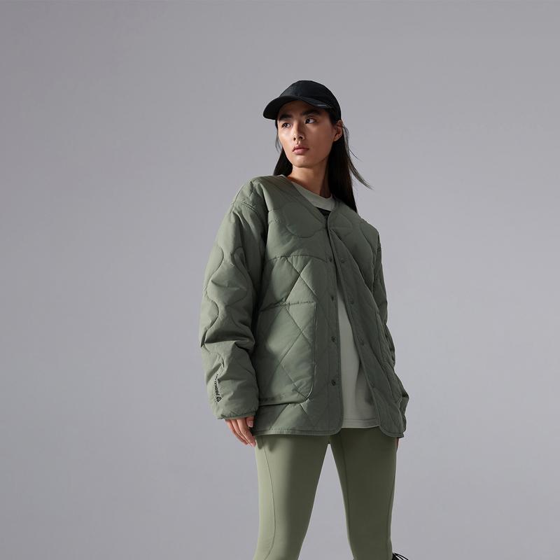 Li Ning CF Moisture Lock теплая водонепроницаемая хлопковая куртка унисекс куртка Lichen-зеленый AJMU133-2