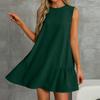 Женские модные повседневные платья без рукавов с круглым вырезом и оборками