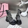 2024 Новые женские ковбойские сапоги на толстой подошве с плоской подошвой, зимняя мода, готическая мода, модные короткие мотоциклетные сапоги
