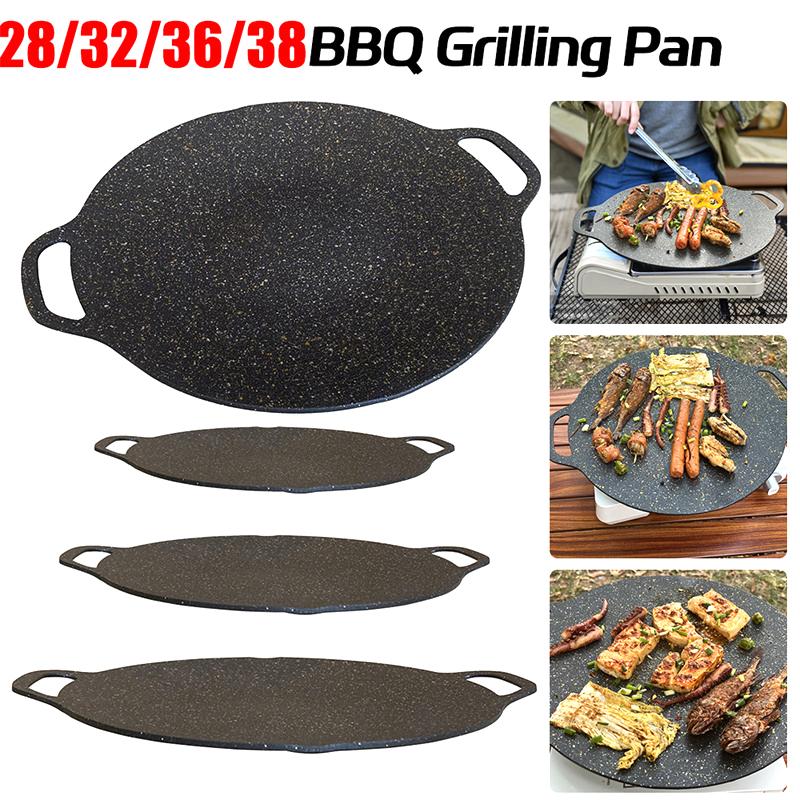 Grilling Pan Korean Round Non-Stick Baking Dishes Pans Stovetop Baking Tray Indoor Outdoor Griddle Barbecue Equipment