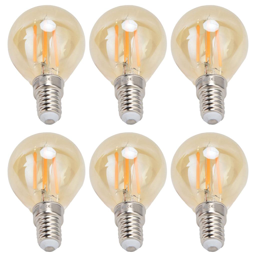 6PCS Gold G45 Vintage Bulb E14 Base Lamp for Home Light Fixtures Decorative 4W 220V Warm Light