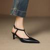Мода 2025 Лето Женская обувь Острый носок Тонкий каблук Женские сандалии Натуральная кожа Женская обувь Шпилька Элегантные Высокие каблуки Вечерняя обувь