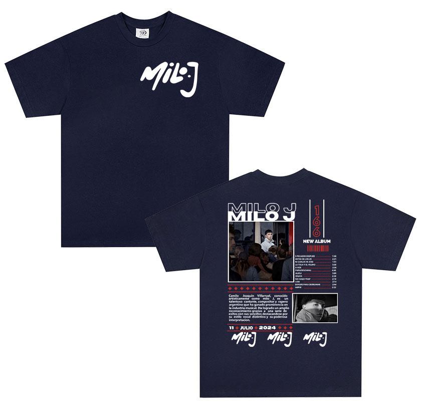 Rapper Milo J 166 Tour 2025 album T Shirts Unisex Retro High Quality Short Sleeve Tshirts Oversized 100 Cotton TShirt Streetwear