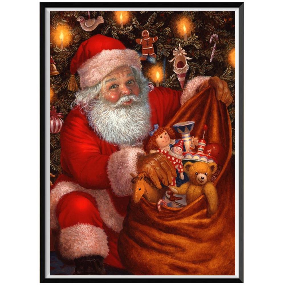 Christmas Diy Diamond Painting Full Diamond Santa Claus Round Diamond Embroidery 5D Snowman House Cross Stitch Home Decoration
