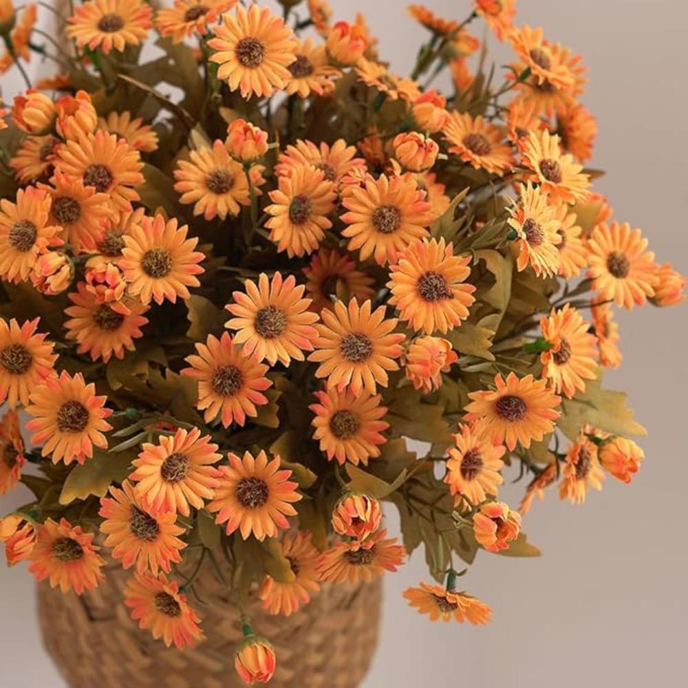 2 Pcs Fake Daisy Flowers Bouquets for Home Party Office Wedding Meeting Reception Table Decoration,Bulk High-end Lifelike Artificial Flowers