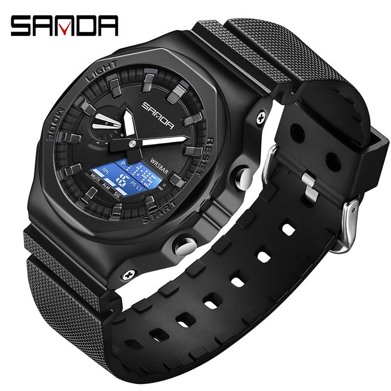 SANDA Watch Raising The Handlight Multifunctional Men's Steel Heart Waterproof Outdoor Sports Watch