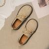 Fashion Retro Flat Sole Single Shoes 2024 Autumn New Frosted Breathable Cow Rib Sole Small Leather Shoes Durable Casual Women's Shoes