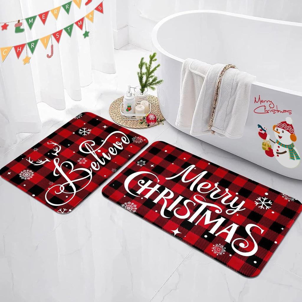 Рождественский коврик для ванной комнаты, впитывающий воду, быстросохнущий и противоскользящий коврик для ног, коврик для ног с диатомовой грязью