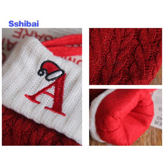 Рождественский чулок с вышитой буквой и подвесной веревкой, тонкая работа, рождественский чулок, праздничное рождественское украшение