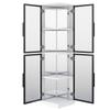Display Cabinet with Glass 44 × 42 × 164 cm, Mirror Back, Double-Sided Glass, LED Lighting Color Change, Collectibles, Books, Wine & Decoration, White