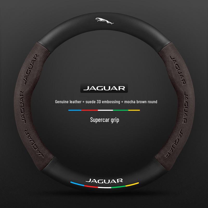 Universal Suede Carbon Fiber Steering Wheel Cover for Jaguar XEL, XFL, F-PACE, XJ – Four Seasons Fit.