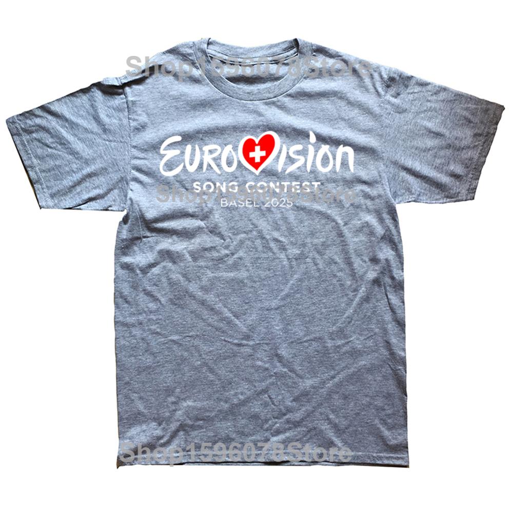 Funny Eurovision Song Contest BASEL 2025 Graphic T-shirts Men Women's Fashion Casual Tshirt 100% Cotton Loose Oversized T Shirt