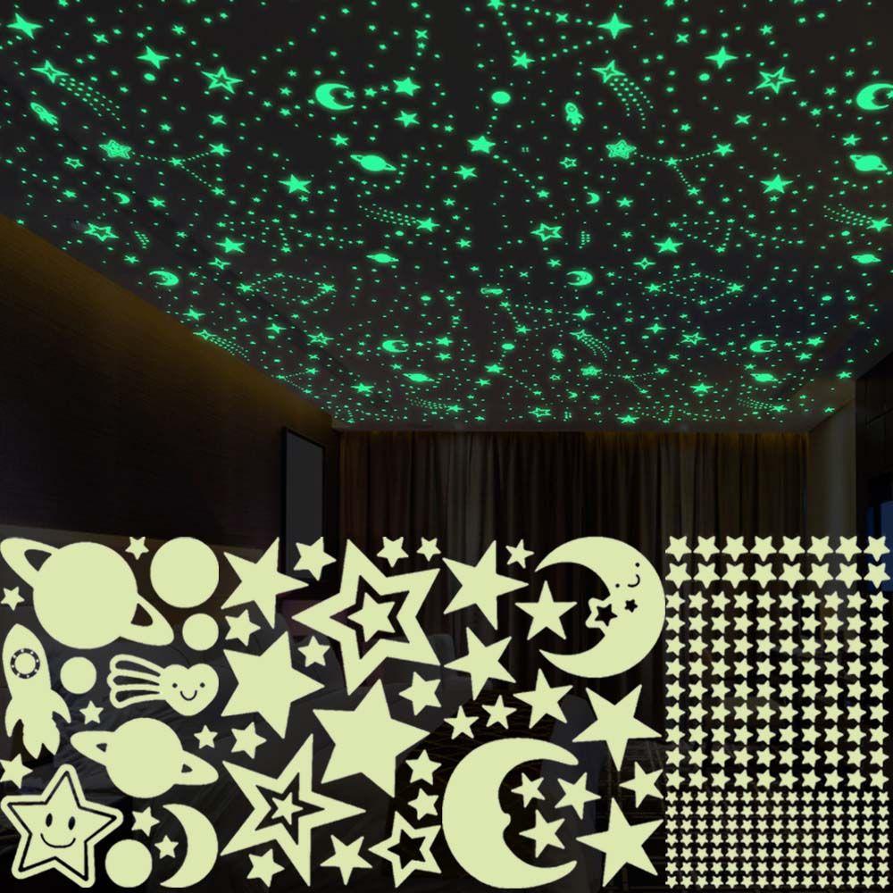 Home Decoration Glow In Dark Fluorescent Bubble Sticker 3D Luminous Decal Wall Art Stars Dots