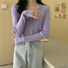 Early Autumn Korean Style Designed Short Minimalist Knitted Cardigan Lazy Style V-neck Long Sleeve Sweater Coat for Women