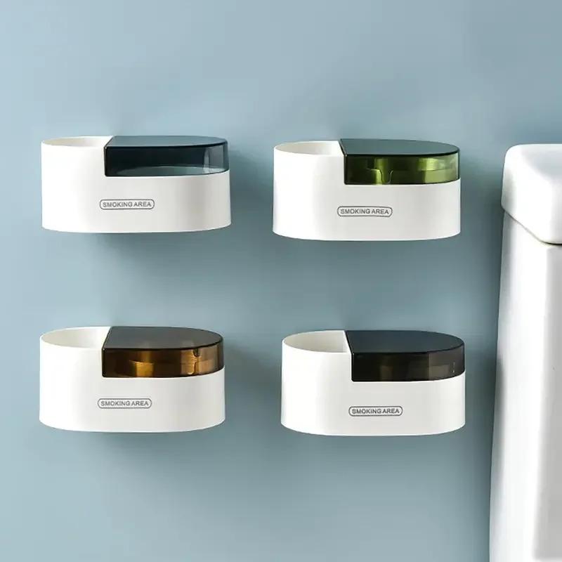 1/4PCS Home Bathroom Storage Box, Creative, Personalized, Trendy Stainless Steel Non Perforated Wall Hanging Ashtray