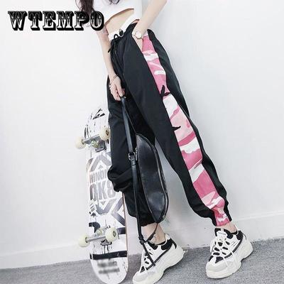 Брюки женские летние спортивные брюки с принтом камуфляжные свободные брюки в стиле хип-хоп с высокой талией повседневные тонкие универсальные брюки