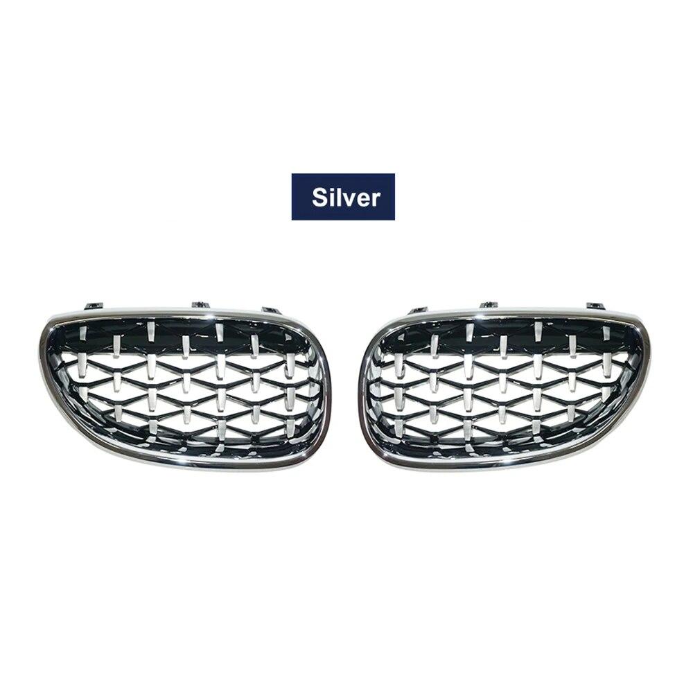 Пара автомобильных гоночных грилей с алмазной решеткой для почек для BMW E60 E61 550i 535i M5 2004-2009, решетки переднего бампера, грили в метеоритном стиле