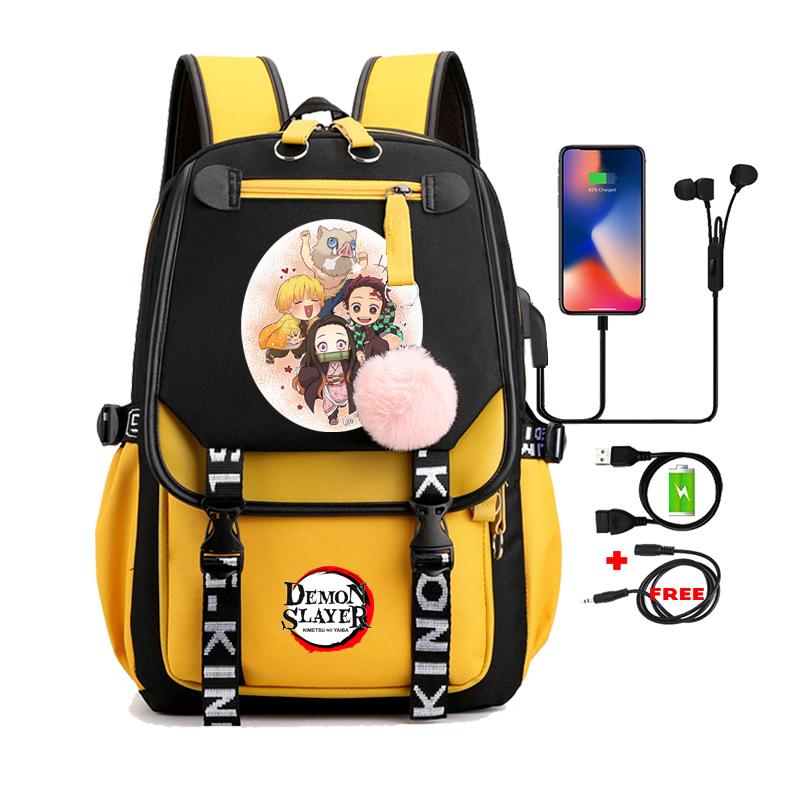 Anime Adults Large Capacity Backpack Bags Demon Slayer Nezuko Kawaii Cartoon School Bag forManga To Travel Daily Girls Bookbags