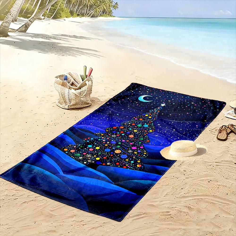 Starry festive tree dreams Print beach towel, quick drying, suitable for travel, outdoor sports, jogging, the beach and swimming, gift