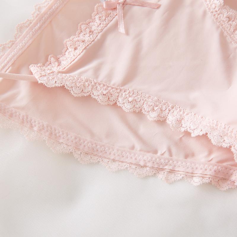 Бесшовное женское нижнее белье из ледяного шелка, сексуальное нижнее белье с низкой талией и кружевным краем, тонкое дышащее нижнее белье