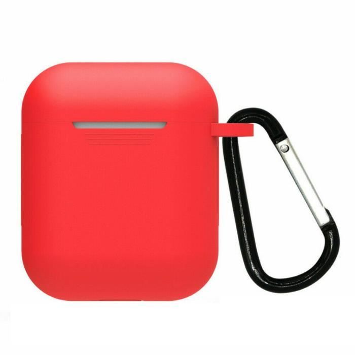 Красный силиконовый чехол для Airpods 1 &; 2 - Противоударная защита Пылезащитная заглушка и Карабин Phonillico®