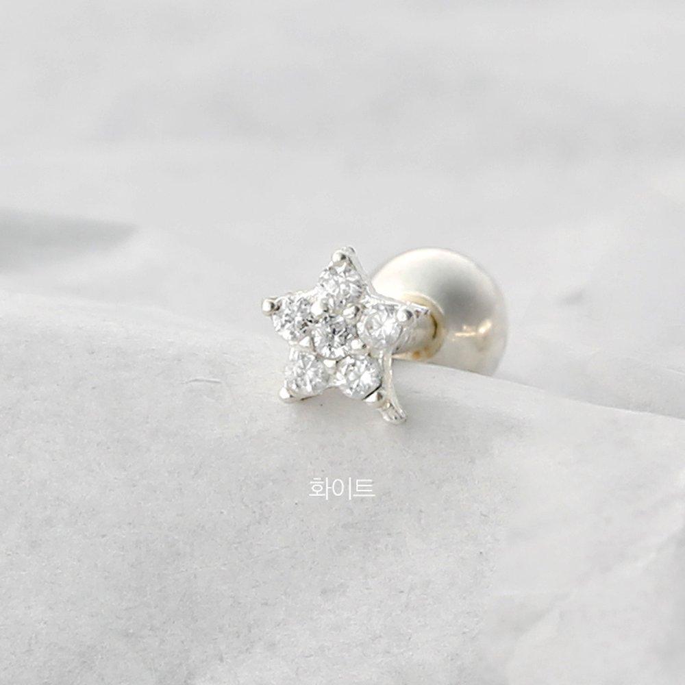 Mon Choix Silver Mini Cubic Flower Piercing